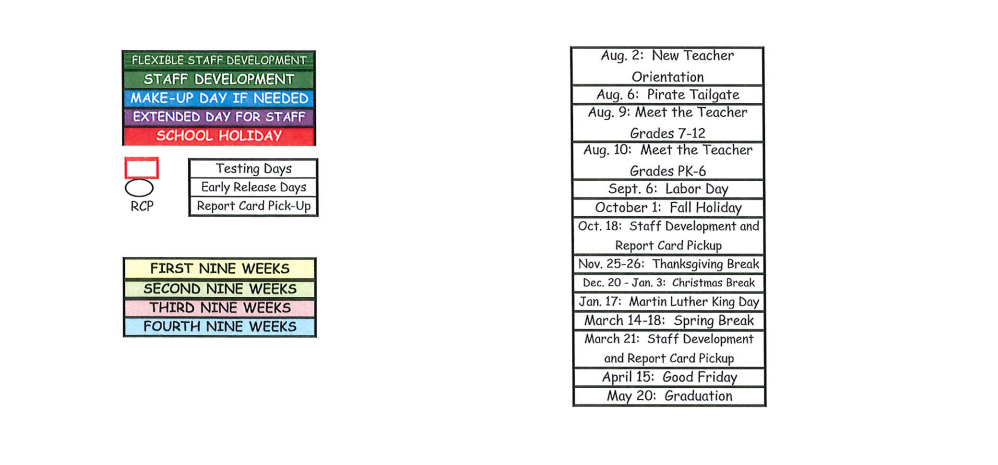 District School Academic Calendar Key for Pittsburg Primary