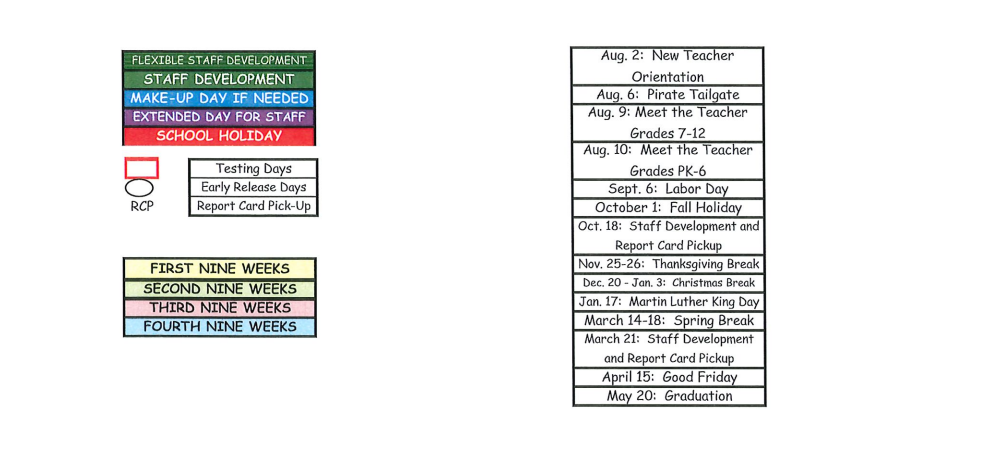 District School Academic Calendar Key for Pittsburg Middle