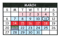 District School Academic Calendar for Pittsburg Primary for March 2022