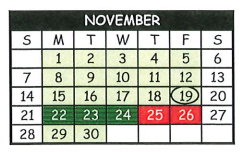 District School Academic Calendar for Pittsburg H S for November 2021