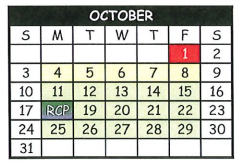 District School Academic Calendar for Pittsburg Elementary for October 2021