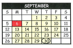 District School Academic Calendar for Pittsburg Primary for September 2021