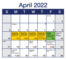 District School Academic Calendar for Washington Polytechnic Academy for April 2022