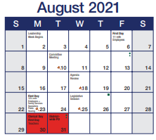 District School Academic Calendar for Liberty Elementary School for August 2021