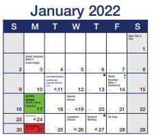 District School Academic Calendar for Sunnyside Elementary School for January 2022