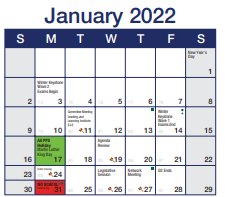 District School Academic Calendar for Vann Robert Lee Elementary School for January 2022