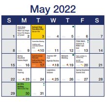 District School Academic Calendar for Pittsburgh Classical Academy for May 2022