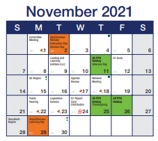 District School Academic Calendar for South Hills Middle School for November 2021