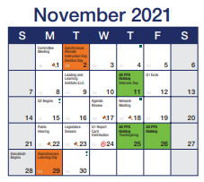 District School Academic Calendar for South Brook Middle School for November 2021