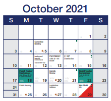 District School Academic Calendar for Washington Polytechnic Academy for October 2021
