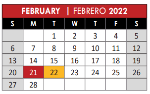 District School Academic Calendar for David Mccall Elementary for February 2022