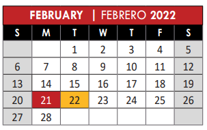 District School Academic Calendar for Plano Sr High School for February 2022