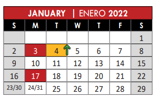 District School Academic Calendar for David Mccall Elementary for January 2022
