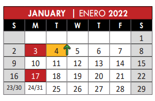 District School Academic Calendar for Martha Hunt Elementary School for January 2022