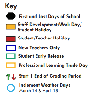 District School Academic Calendar Legend for David Mccall Elementary