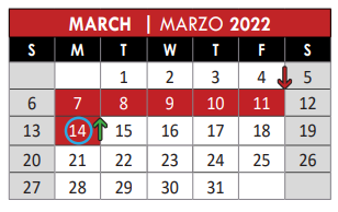 District School Academic Calendar for Plano Parkway Middle for March 2022