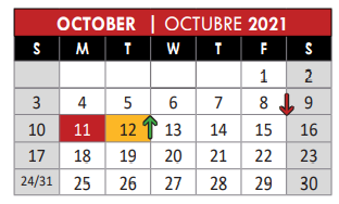 District School Academic Calendar for Meadows Elementary School for October 2021