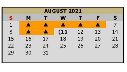 District School Academic Calendar for Pleasant Grove Middle for August 2021