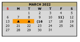 District School Academic Calendar for Pleasant Grove Middle for March 2022