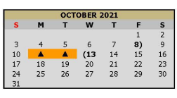 District School Academic Calendar for Pleasant Grove Elementary for October 2021