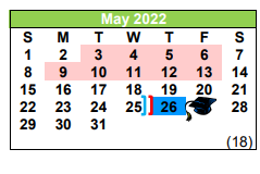 District School Academic Calendar for Pleasanton J H for May 2022