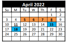 District School Academic Calendar for C H A M P S for April 2022