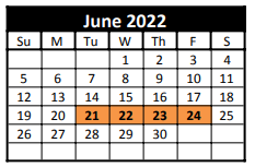 District School Academic Calendar for West Texas High School for June 2022