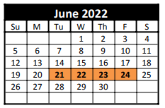 District School Academic Calendar for C H A M P S for June 2022