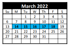 District School Academic Calendar for West Texas Elementary for March 2022
