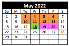 District School Academic Calendar for C H A M P S for May 2022