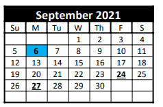 District School Academic Calendar for West Texas Elementary for September 2021