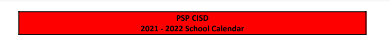 District School Academic Calendar for West Texas Elementary