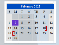 District School Academic Calendar for Port Isabel High School for February 2022