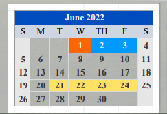 District School Academic Calendar for Garriga Elementary School for June 2022