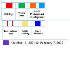District School Academic Calendar Legend for Garriga Elementary School