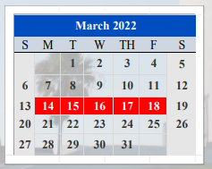 District School Academic Calendar for Port Isabel Junior High for March 2022