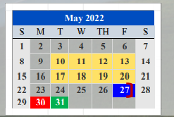 District School Academic Calendar for Port Isabel High School for May 2022