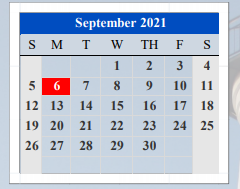 District School Academic Calendar for Port Isabel High School for September 2021