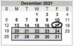 District School Academic Calendar for Edison Middle School for December 2021