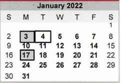 District School Academic Calendar for Franklin Elementary for January 2022