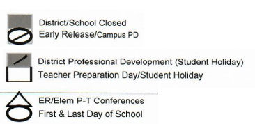 District School Academic Calendar Legend for Austin Middle School