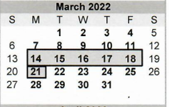 District School Academic Calendar for Franklin Elementary for March 2022