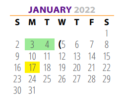 District School Academic Calendar for Alter Sch for January 2022