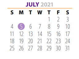 District School Academic Calendar for Port Neches-groves H S for July 2021