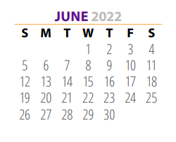 District School Academic Calendar for Port Neches Middle for June 2022