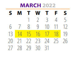 District School Academic Calendar for Jefferson Co J J A E P for March 2022