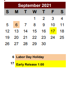 District School Academic Calendar for Poteet Junior High for September 2021