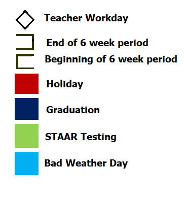 District School Academic Calendar Legend for Poth Junior High