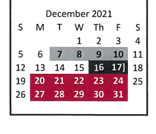 District School Academic Calendar for Pottsboro Elementary for December 2021