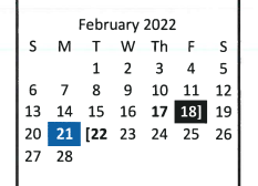 District School Academic Calendar for Pottsboro Middle for February 2022